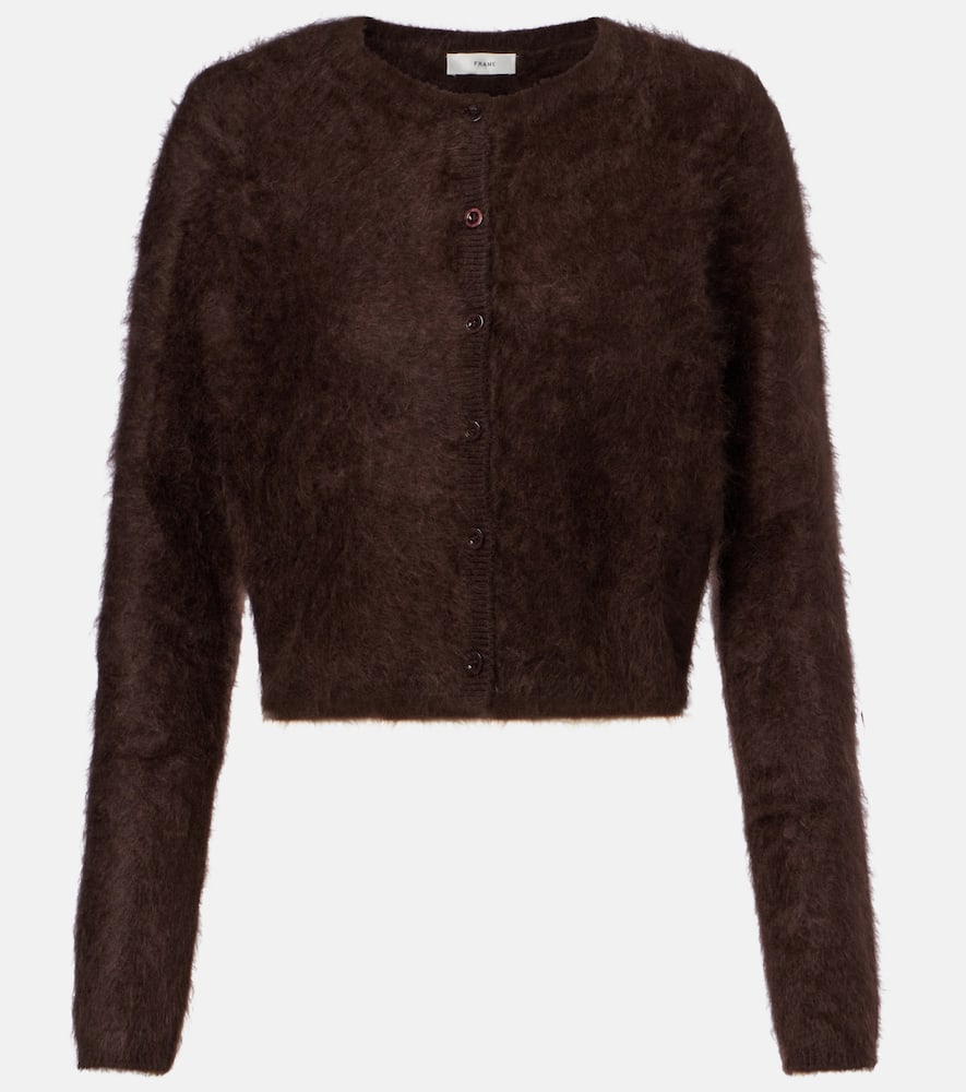 Frame Teddy Cropped Cashmere Cardigan In Brown