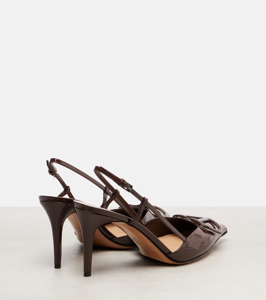 Valentino Patent Leather Slingback Pumps With Stiletto Heel In Brown