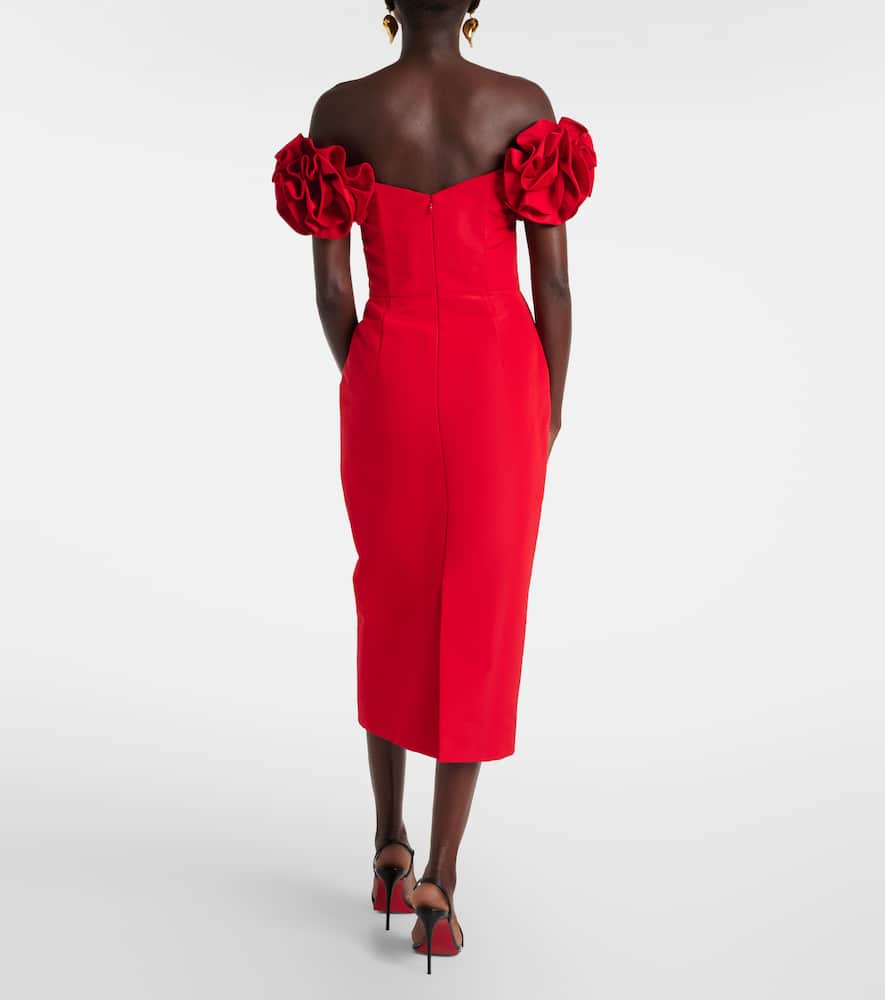 Carolina Herrera Off-shoulder Silk Cocktail Dress In Red
