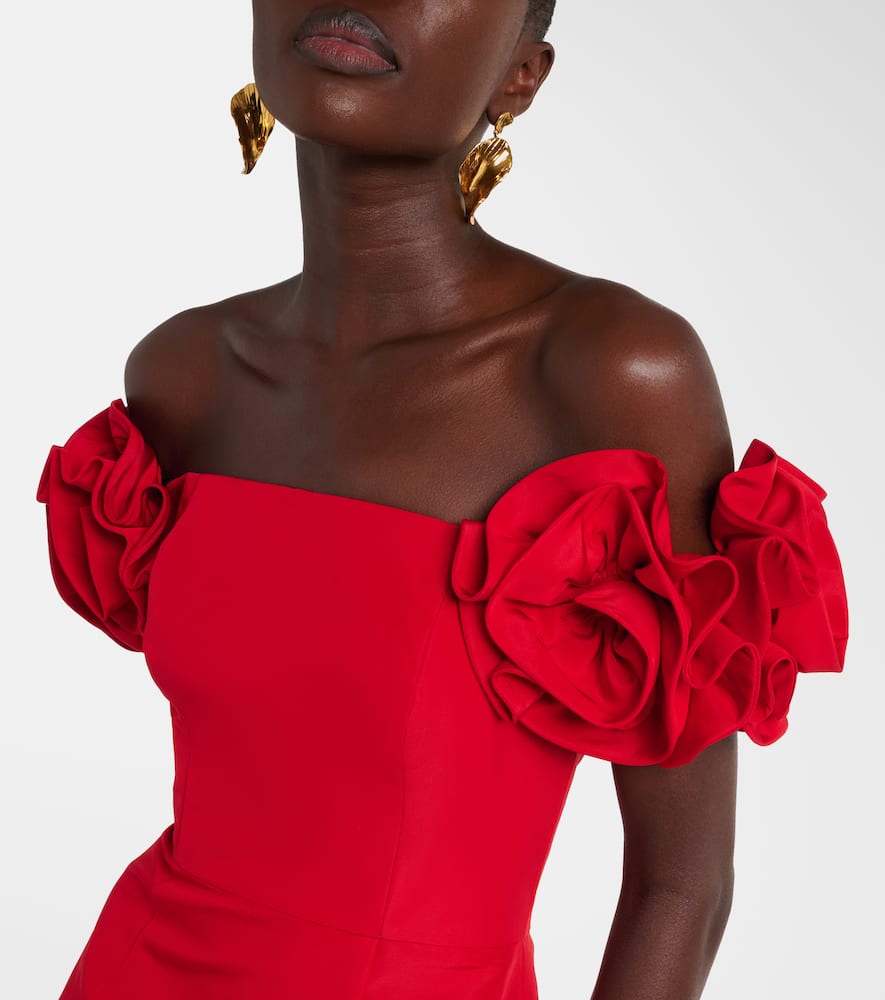 Carolina Herrera Off-shoulder Silk Cocktail Dress In Red