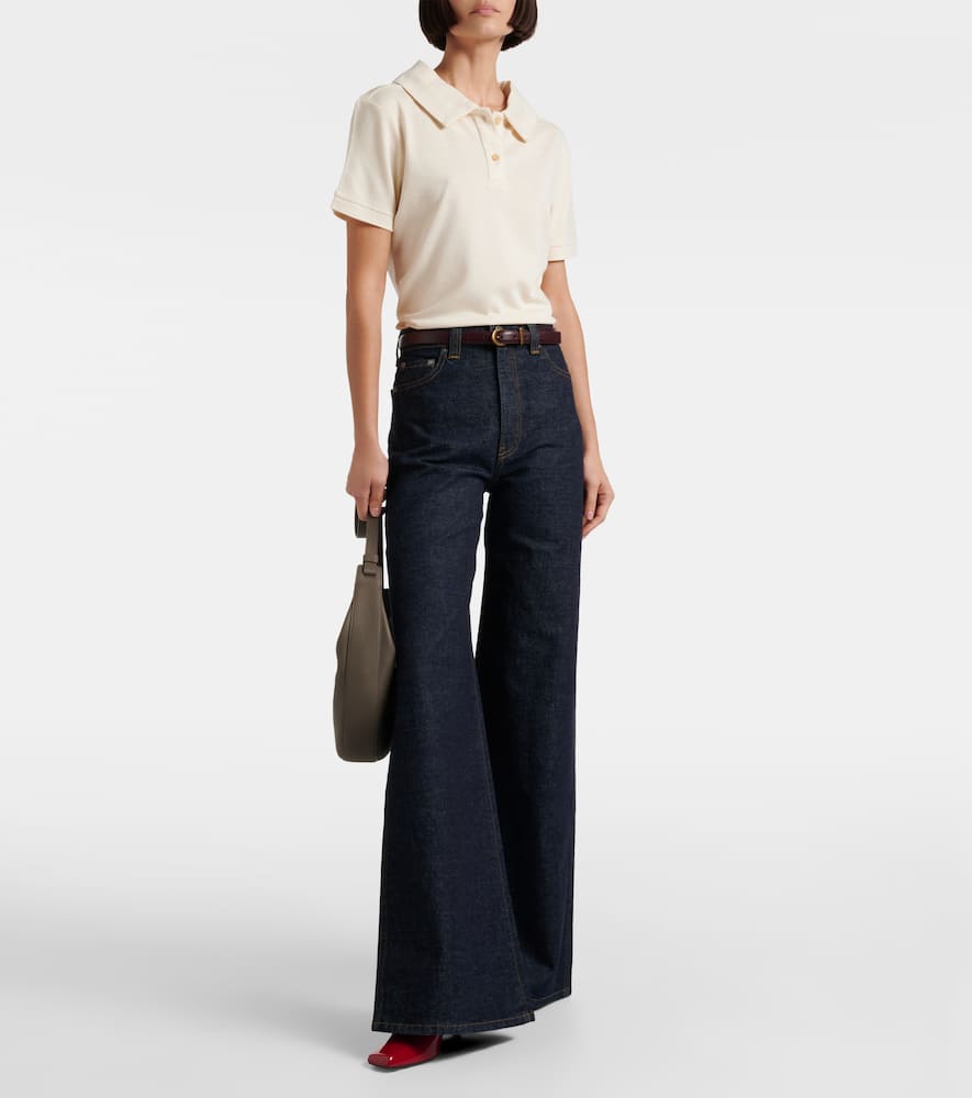 Khaite Jasna Silk Polo Shirt In Neutral