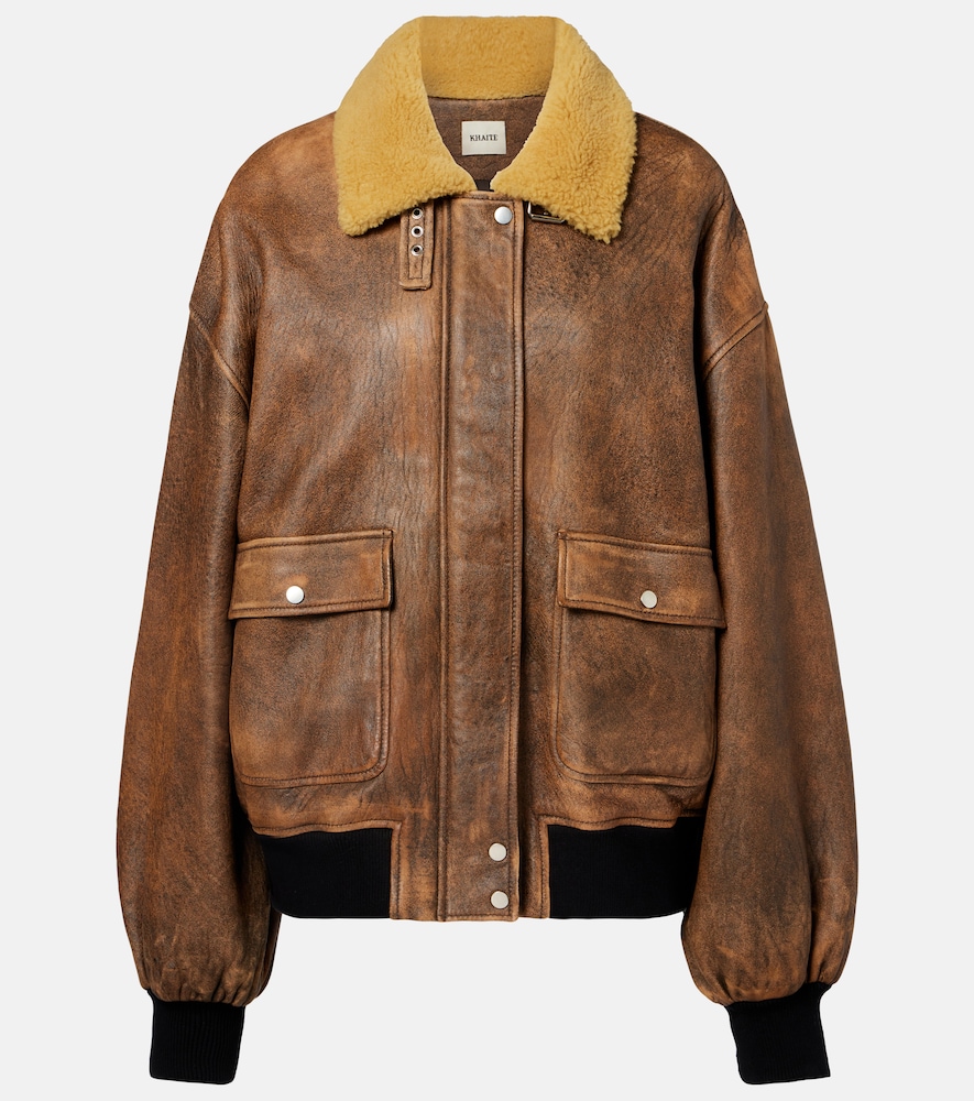 Khaite Sandor Shearling Trimmed Leather Jacket