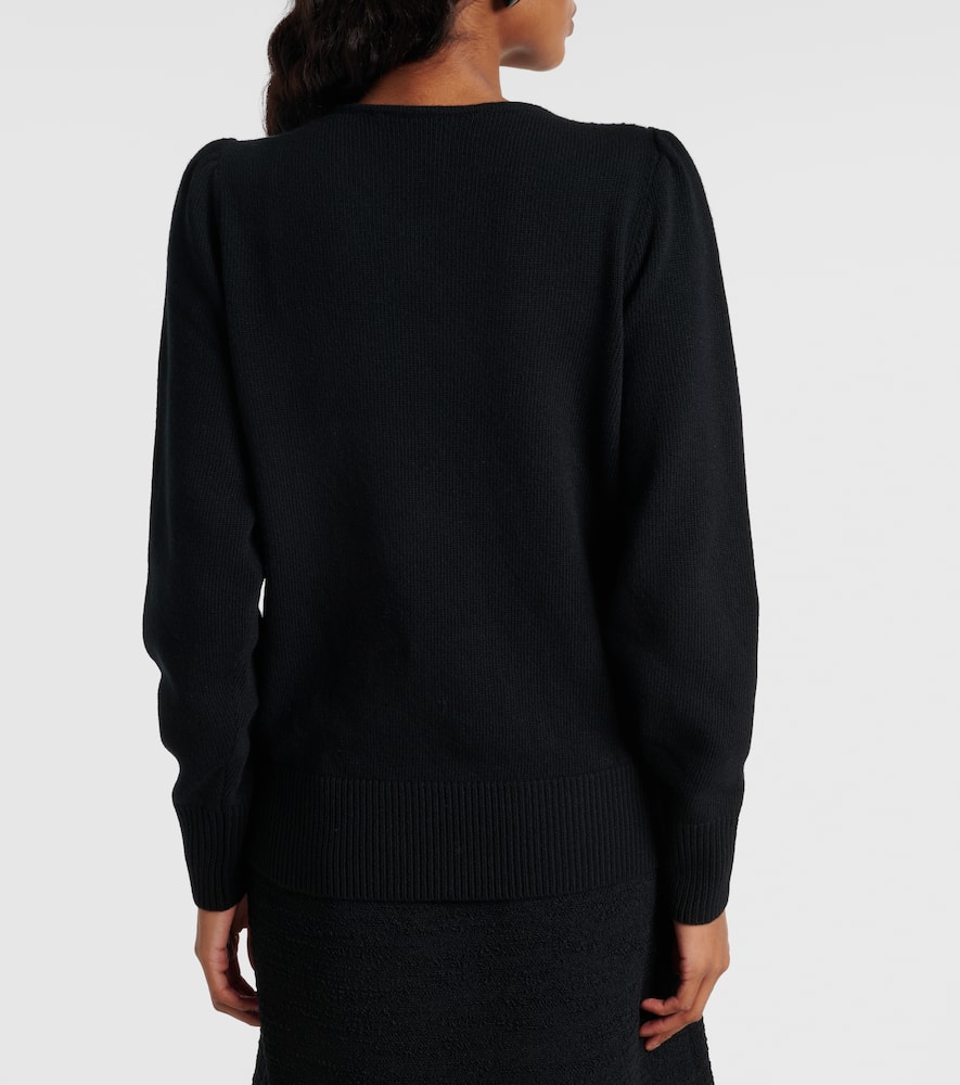 Valentino Bow-detailed Two-tone Wool Sweater In Black