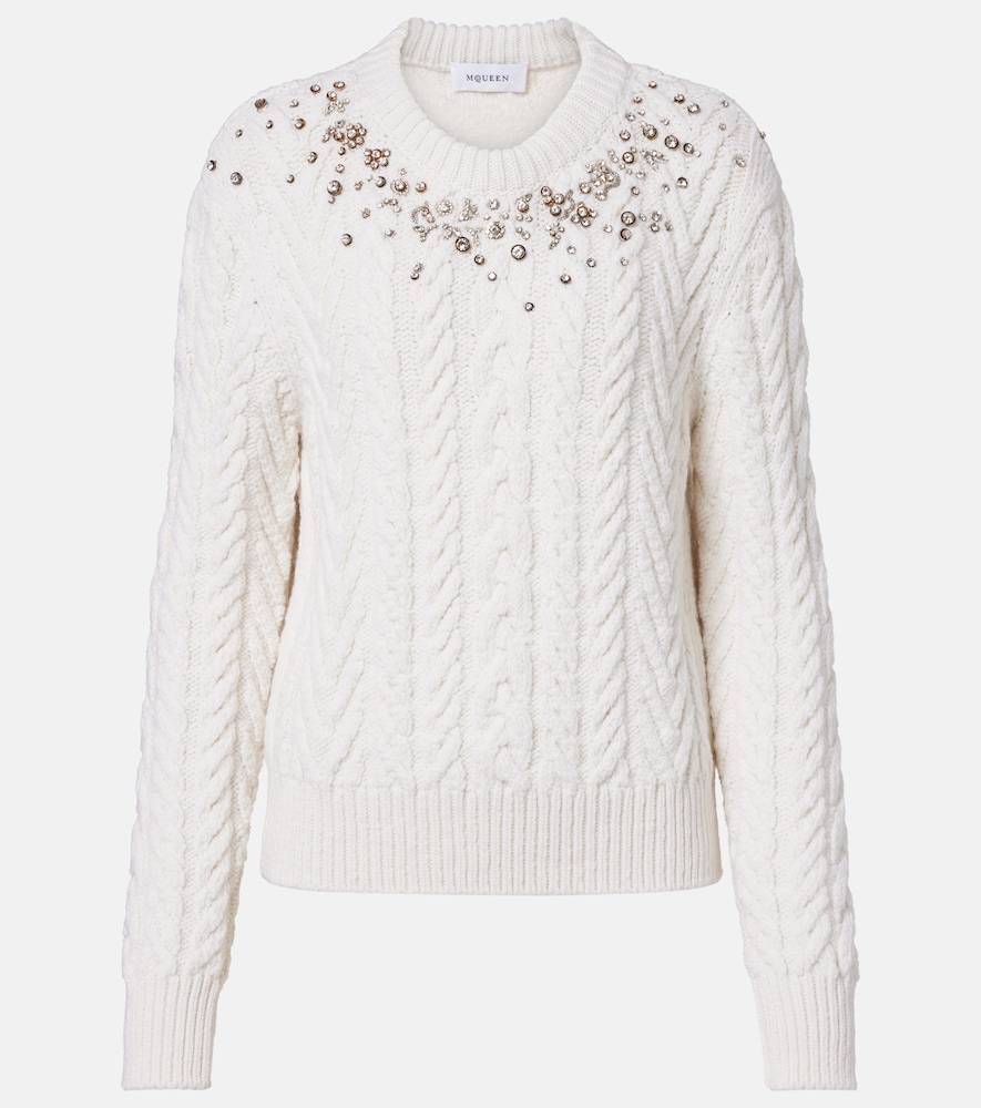 McQueen Embellished wool and cashmere sweater