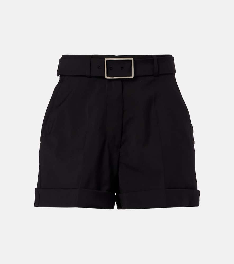 Sportmax Ghiera Belted Virgin Wool Shorts In Black