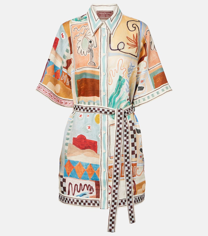 Alemais Women's Multicoloured X Lrnce Michelle Printed Linen Shirt Dress UK Size 10 - Mytheresa