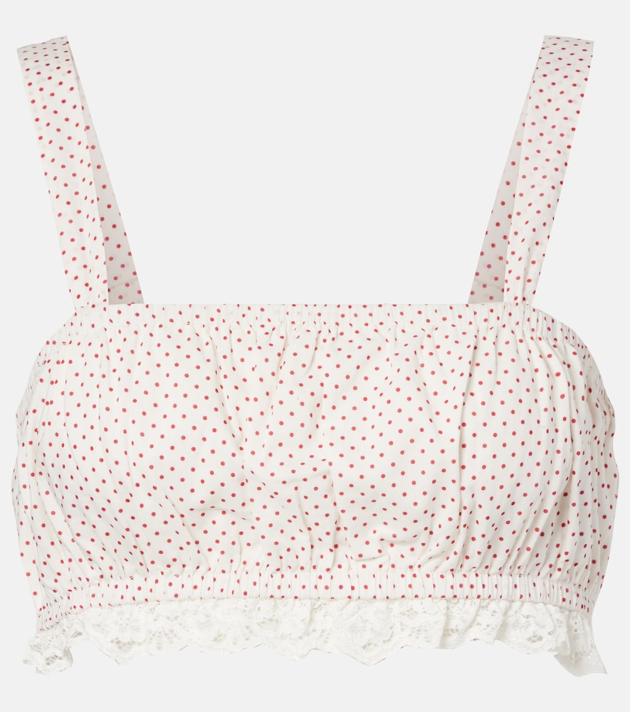 Posse Top raccourci Marlowe en coton et dentelle pois 156 €