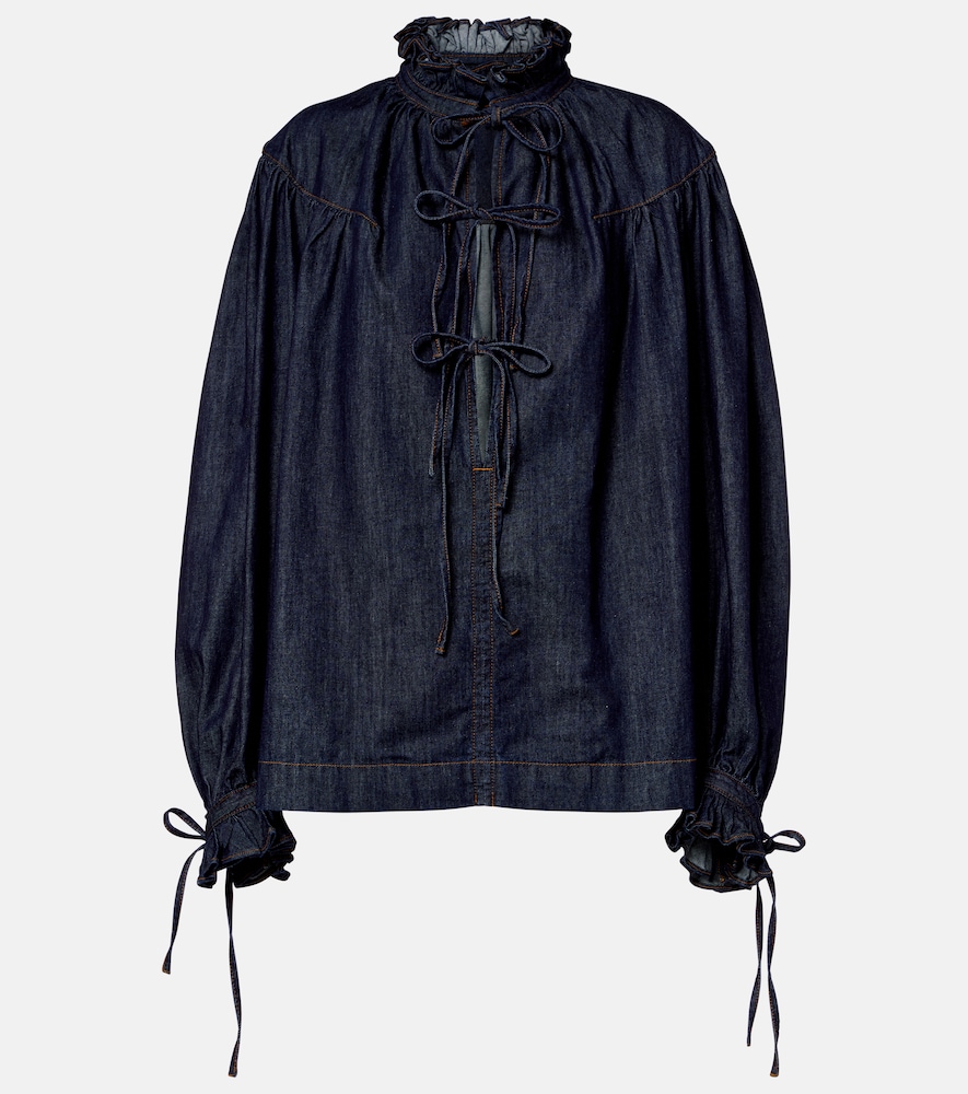 Dries Van Noten Women's Blue Ruffled Cotton Blouse UK Size 8 - Mytheresa