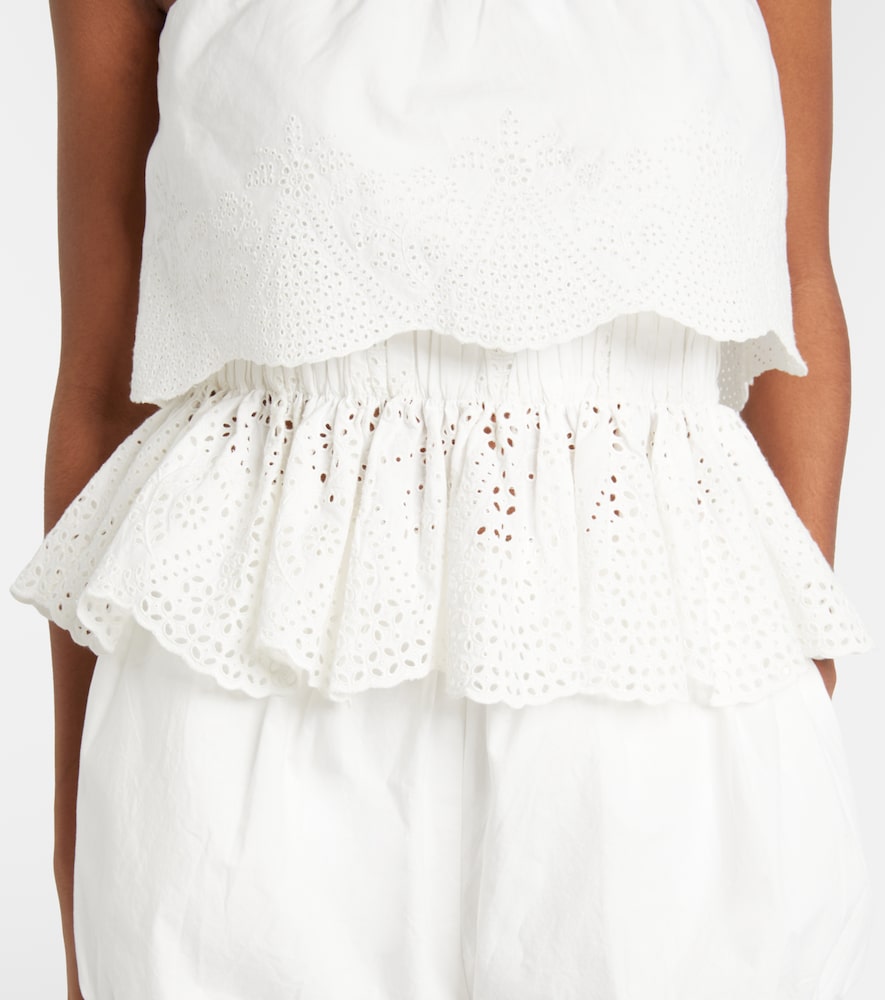 Beryl Broderie Anglaise Peplum Cotton Top