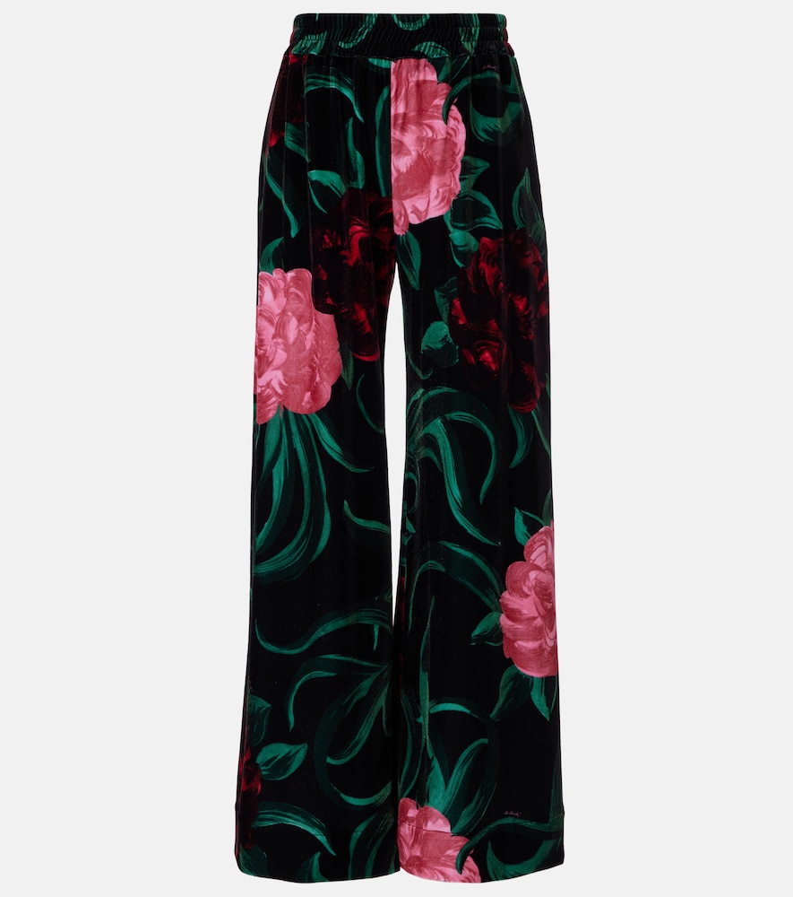 La Doublej Women's Black Floral Velvet Palazzo Pants UK Size 16 - Mytheresa