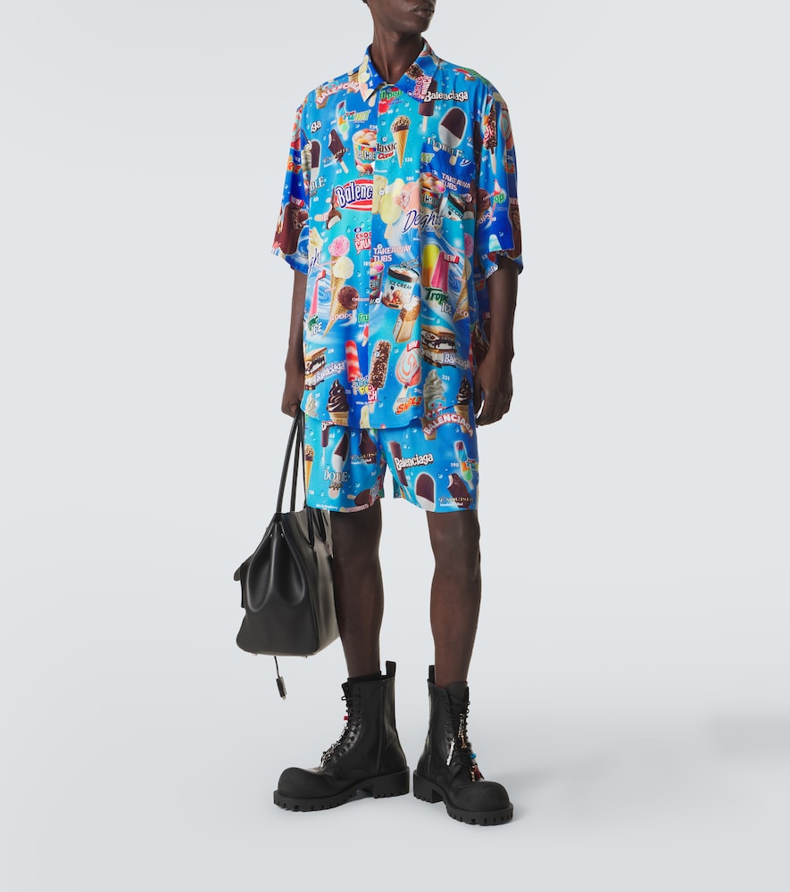  Balenciaga Balenciaga Printed Satin Shorts 