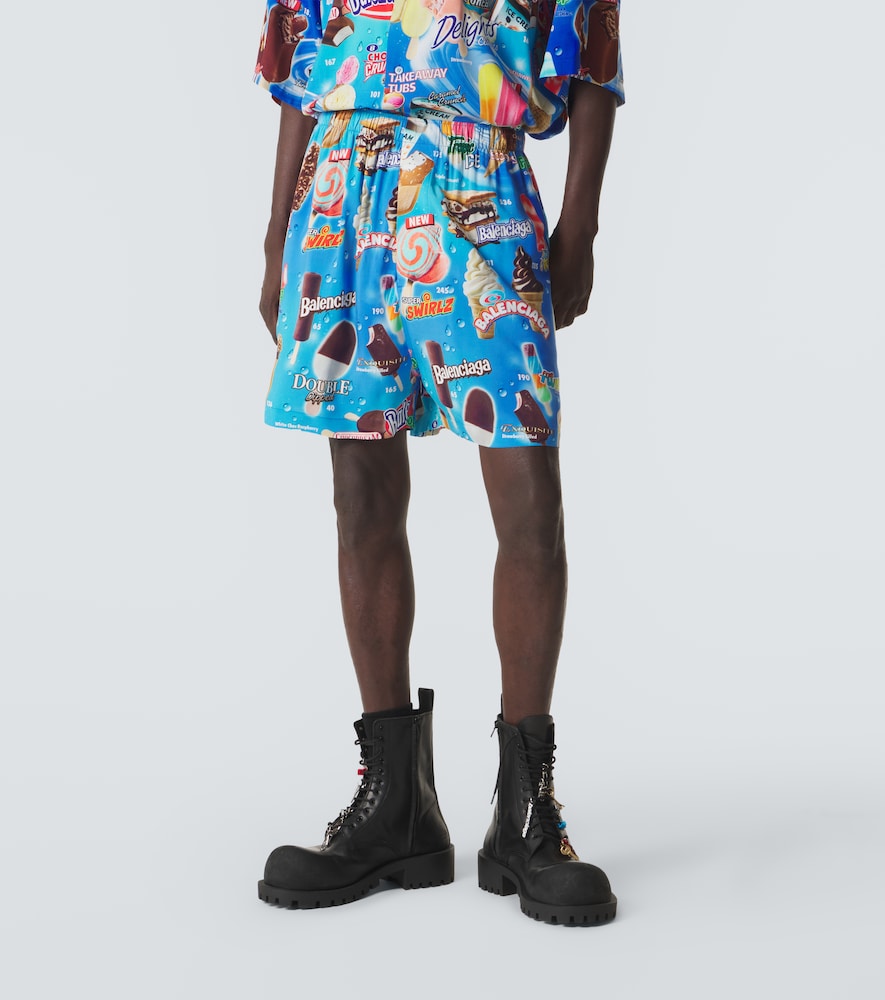  Balenciaga Balenciaga Printed Satin Shorts 
