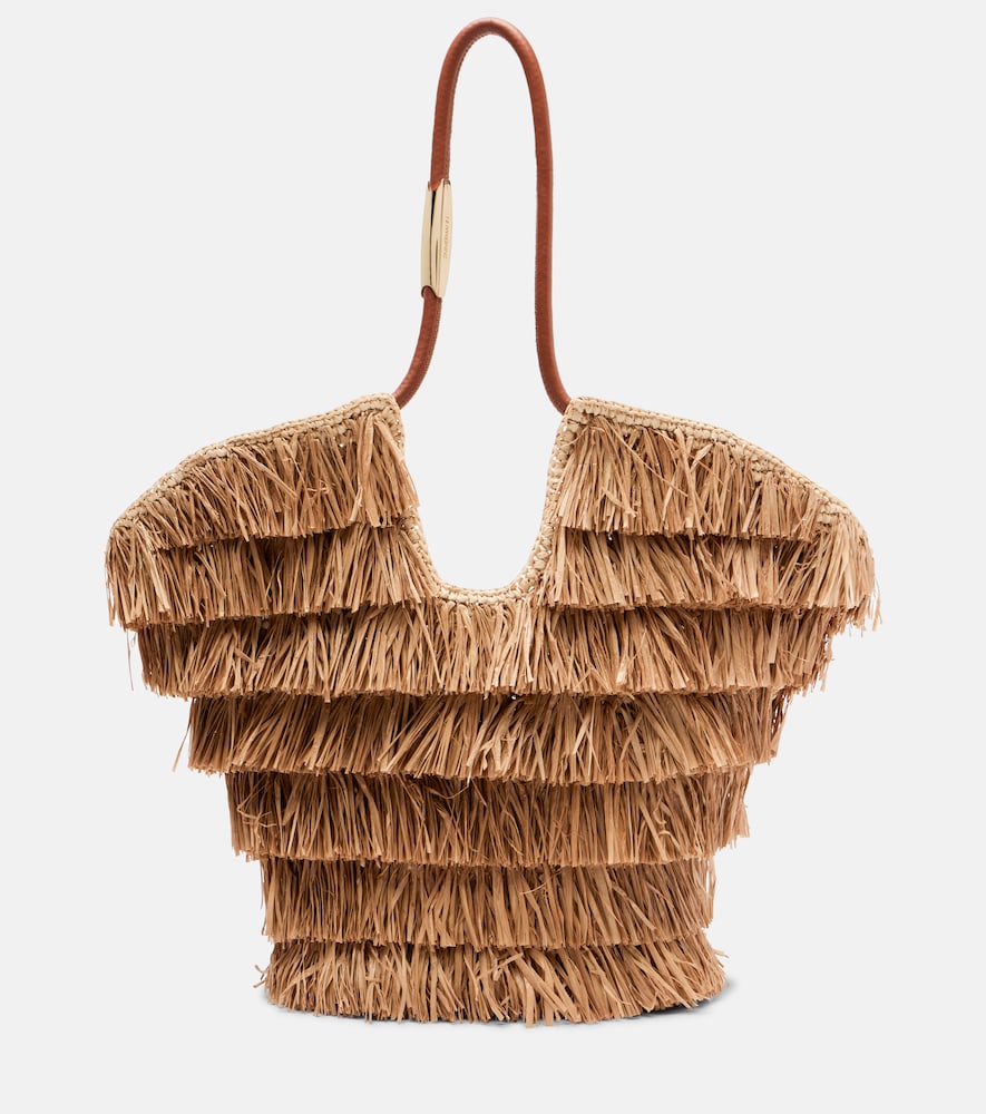 Zimmermann Goldentime Medium raffia tote bag