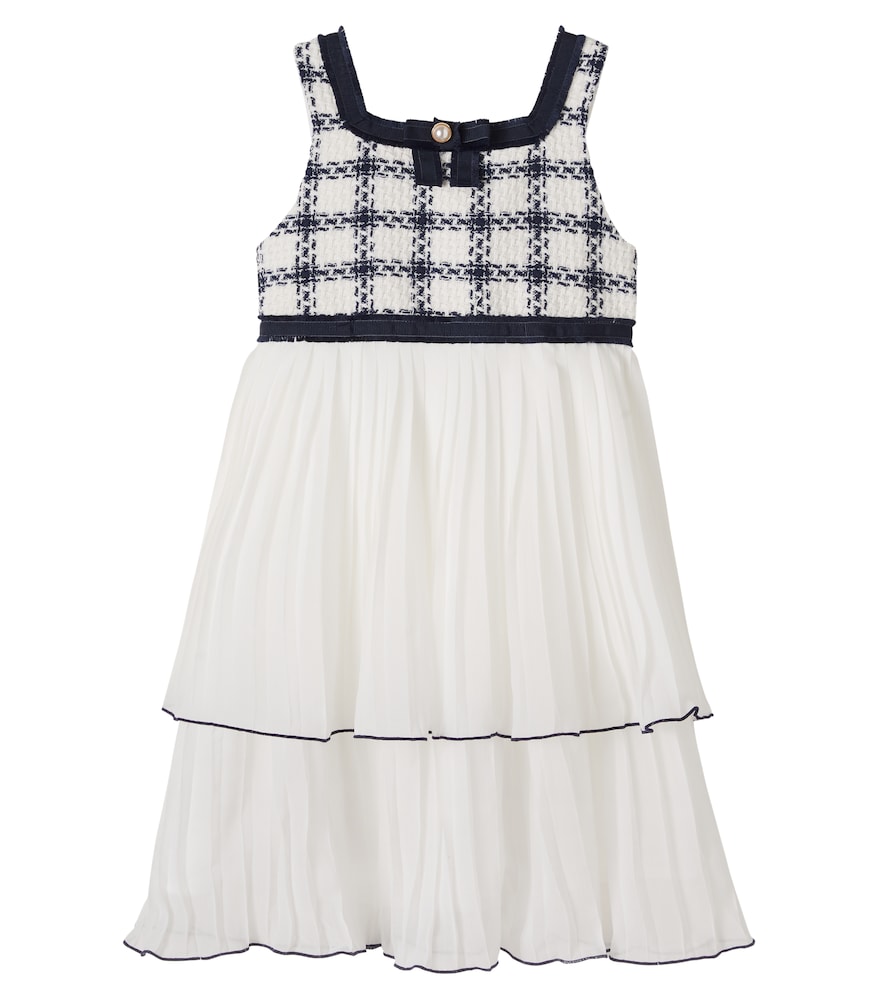 Patachou Blue Checked Plisse Cotton-Blend Tweed Dress Y Size 14 - Mytheresa