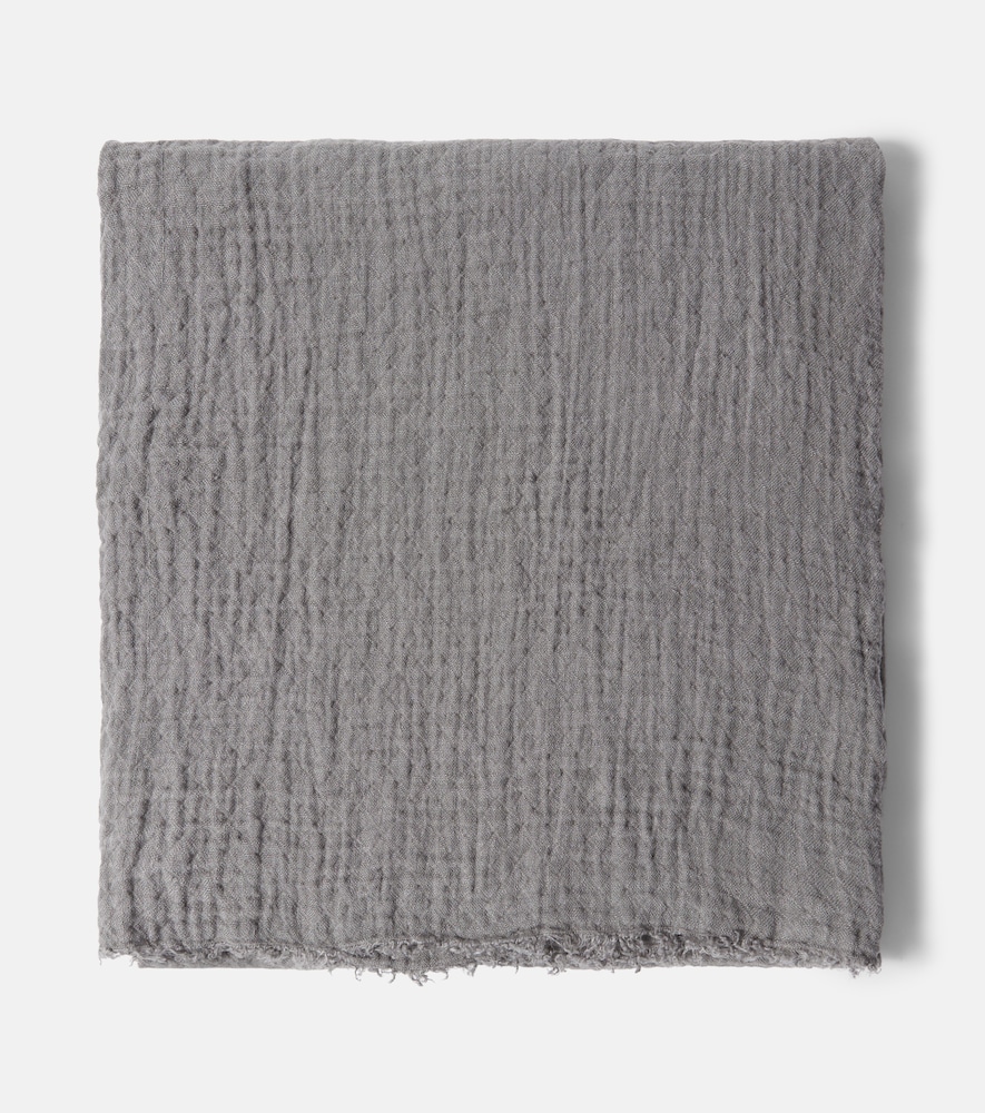 Once Milano Tassel-detail Linen Blanket In Gray