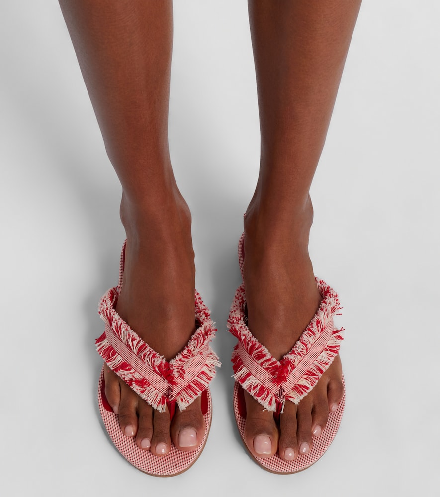 Jimmy Choo Bay fringed canvas thong sandals