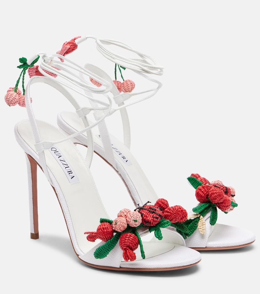 Botanica Leather-Trimmed Raffia Sandals