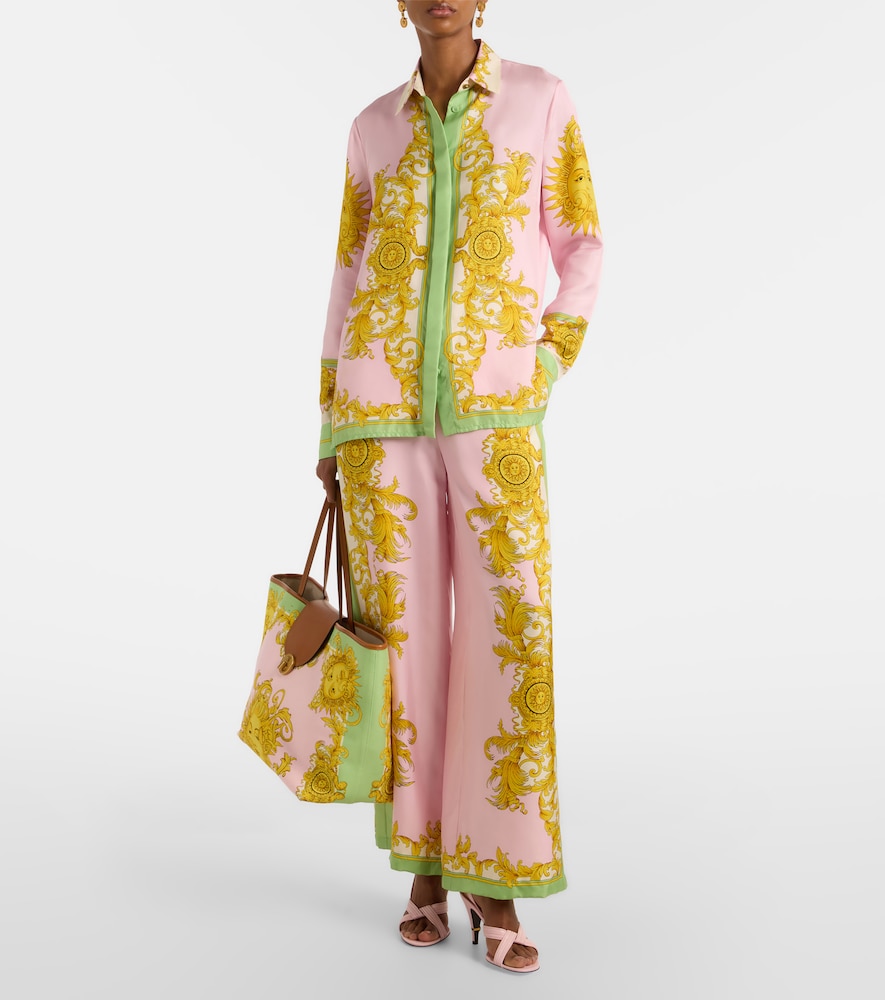  Versace Versace Printed Silk Twill Wide-leg Pants 