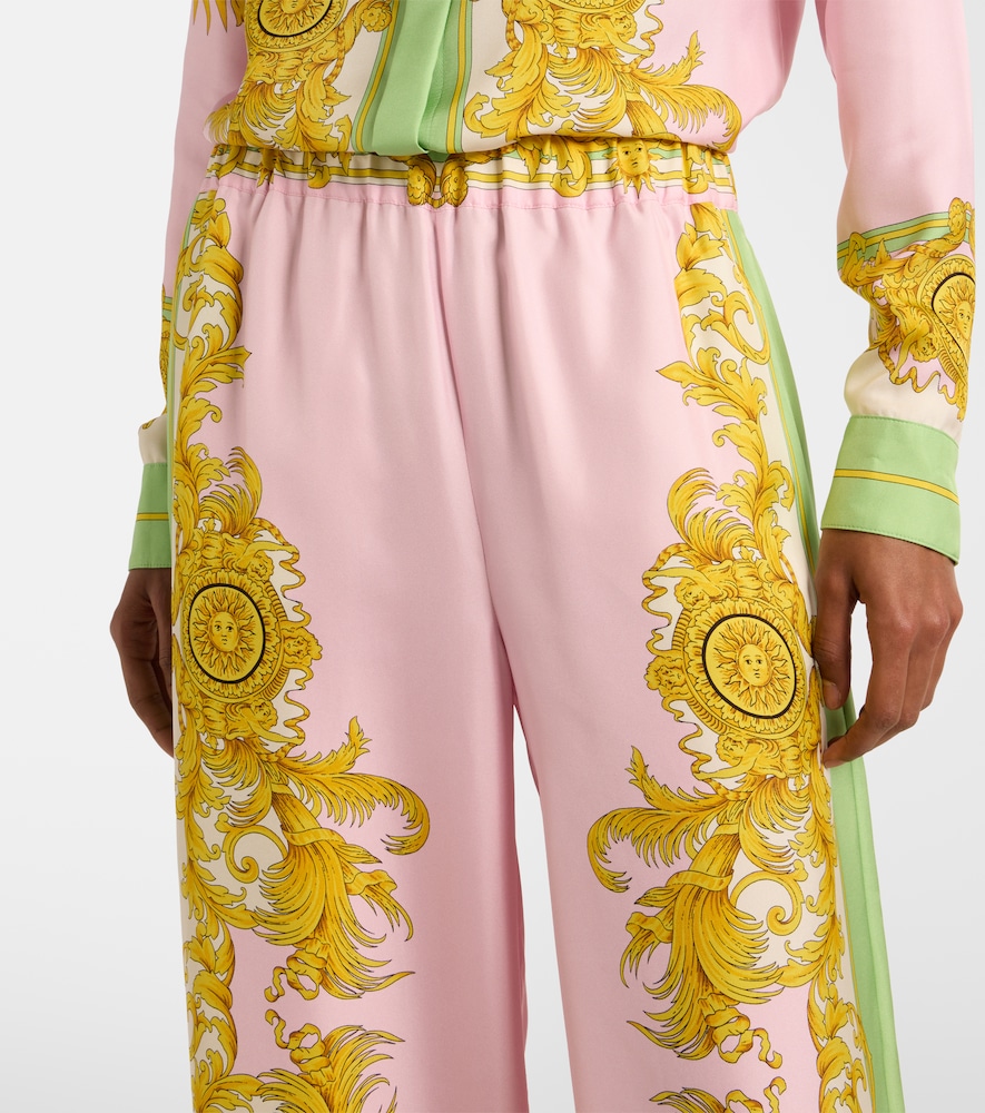  Versace Versace Printed Silk Twill Wide-leg Pants 