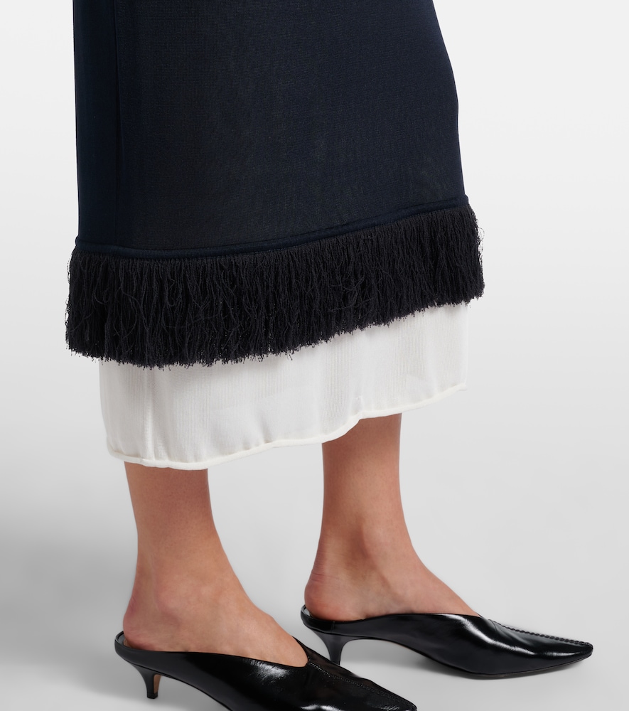  Bottega Veneta Bottega Veneta Knitted Silk Midi Skirt 