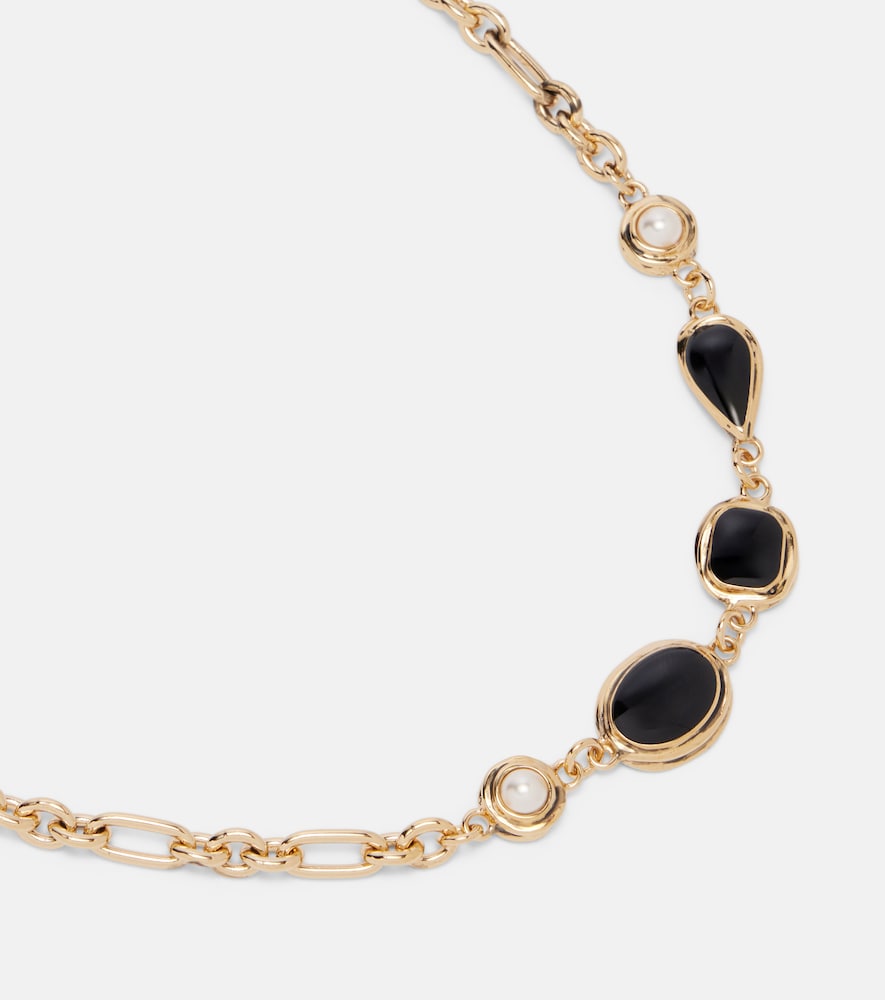  Saint Laurent Saint Laurent Cassandre Embellished Chain Necklace 