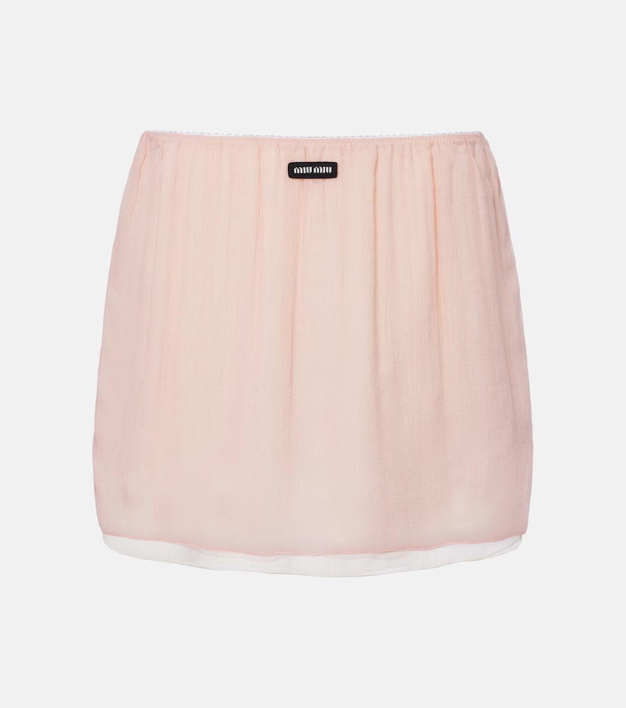 Miu Miu Layered Silk Chiffon Miniskirt
