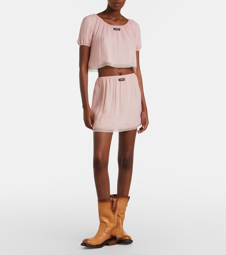  Miu Miu Miu Miu Layered Silk Chiffon Miniskirt 