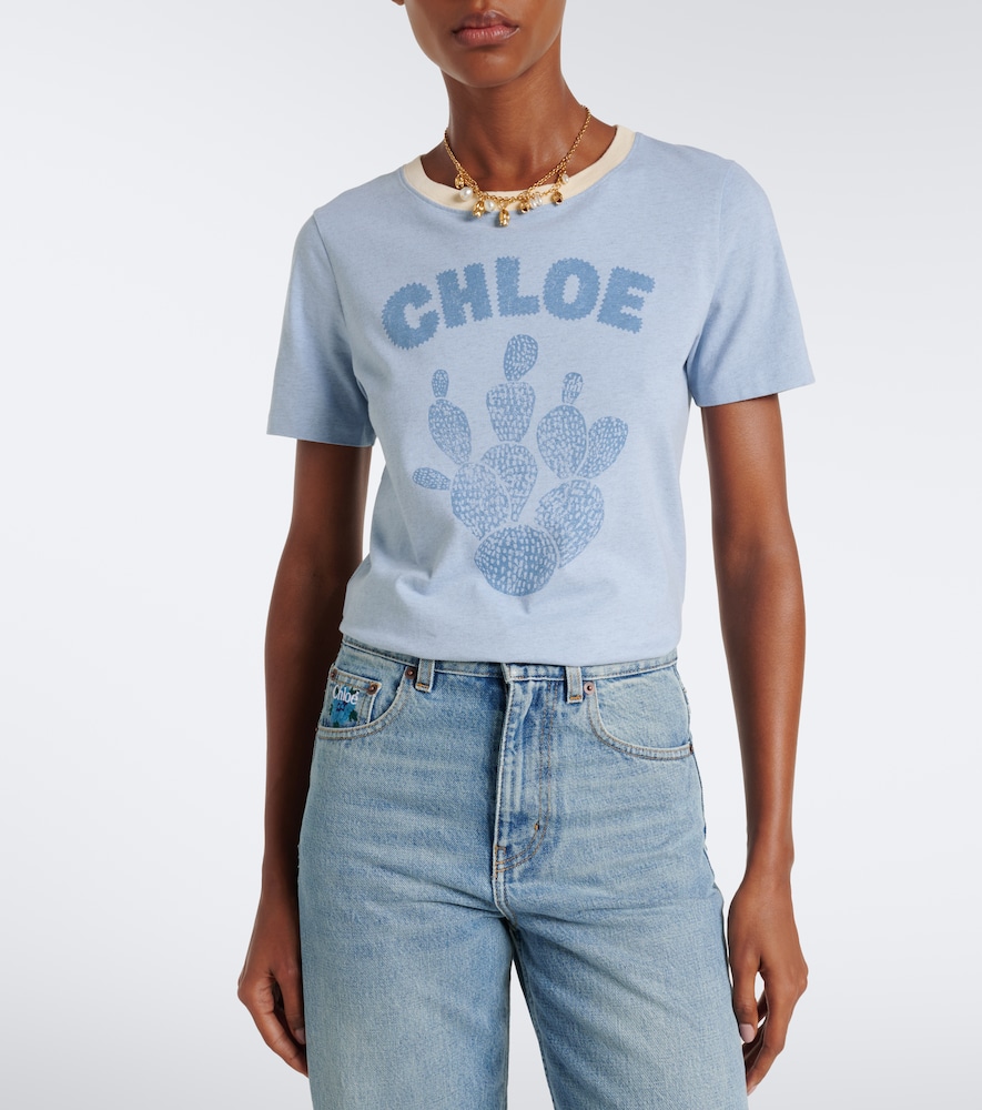 Chloé Logo Printed Cotton Jersey T-Shirt
