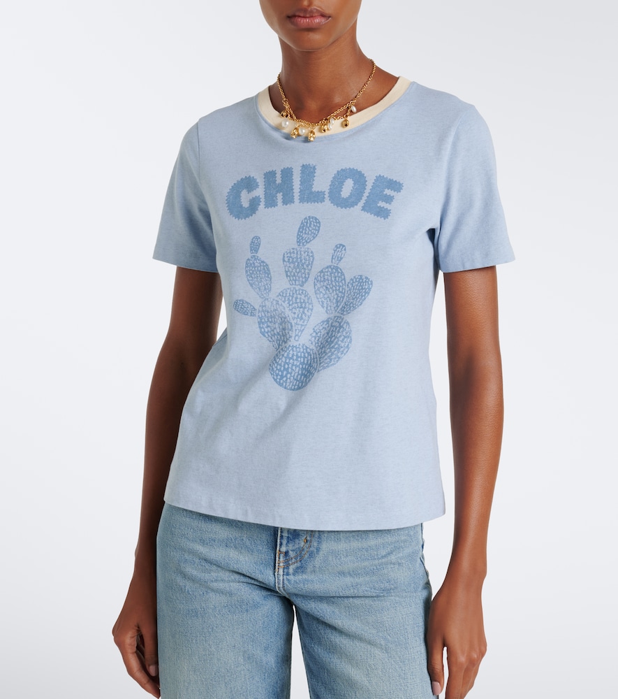 Chloé Logo Printed Cotton Jersey T-Shirt