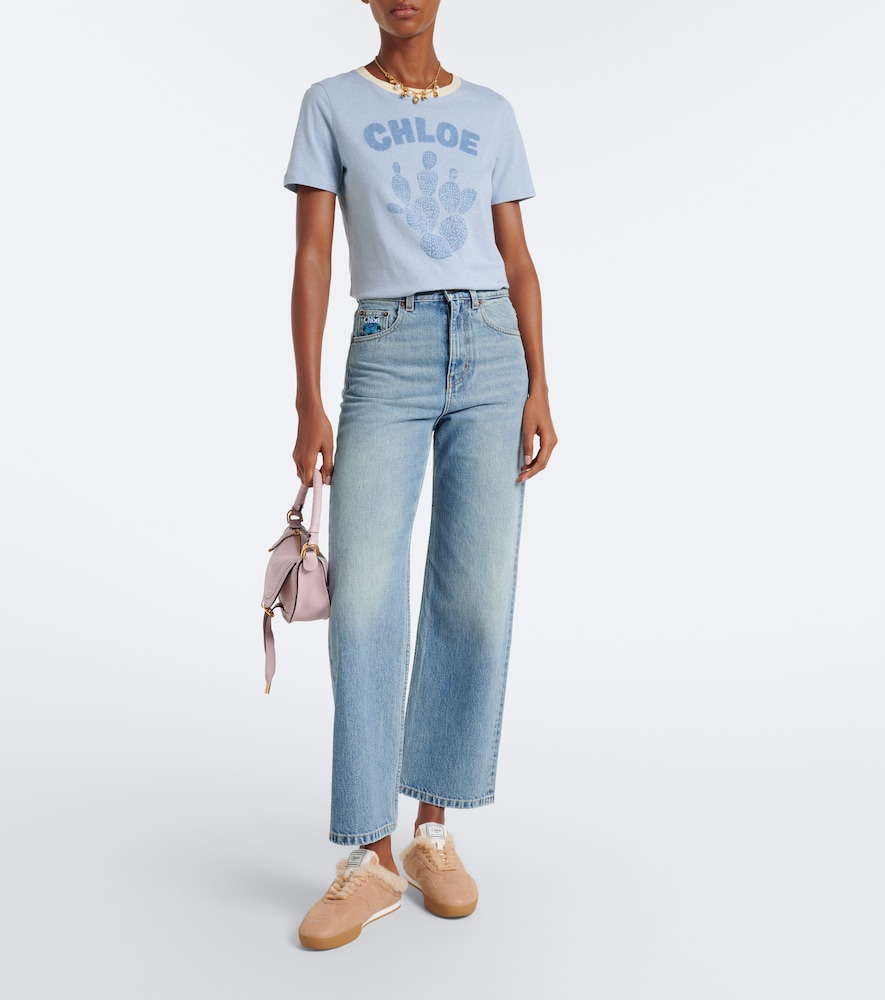 Chloé Logo Printed Cotton Jersey T-Shirt
