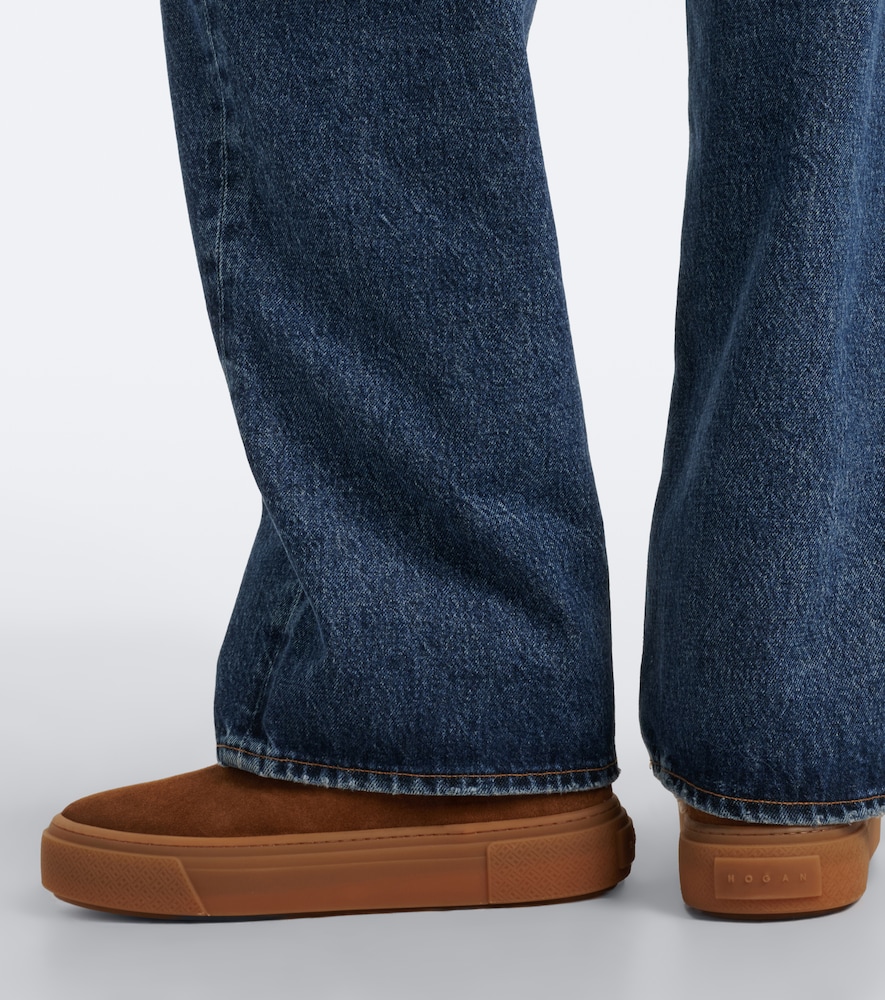 H705 Shearling-Trimmed Ankle Boots