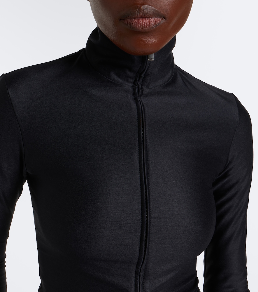 Silk-Blend Zip-Up Top