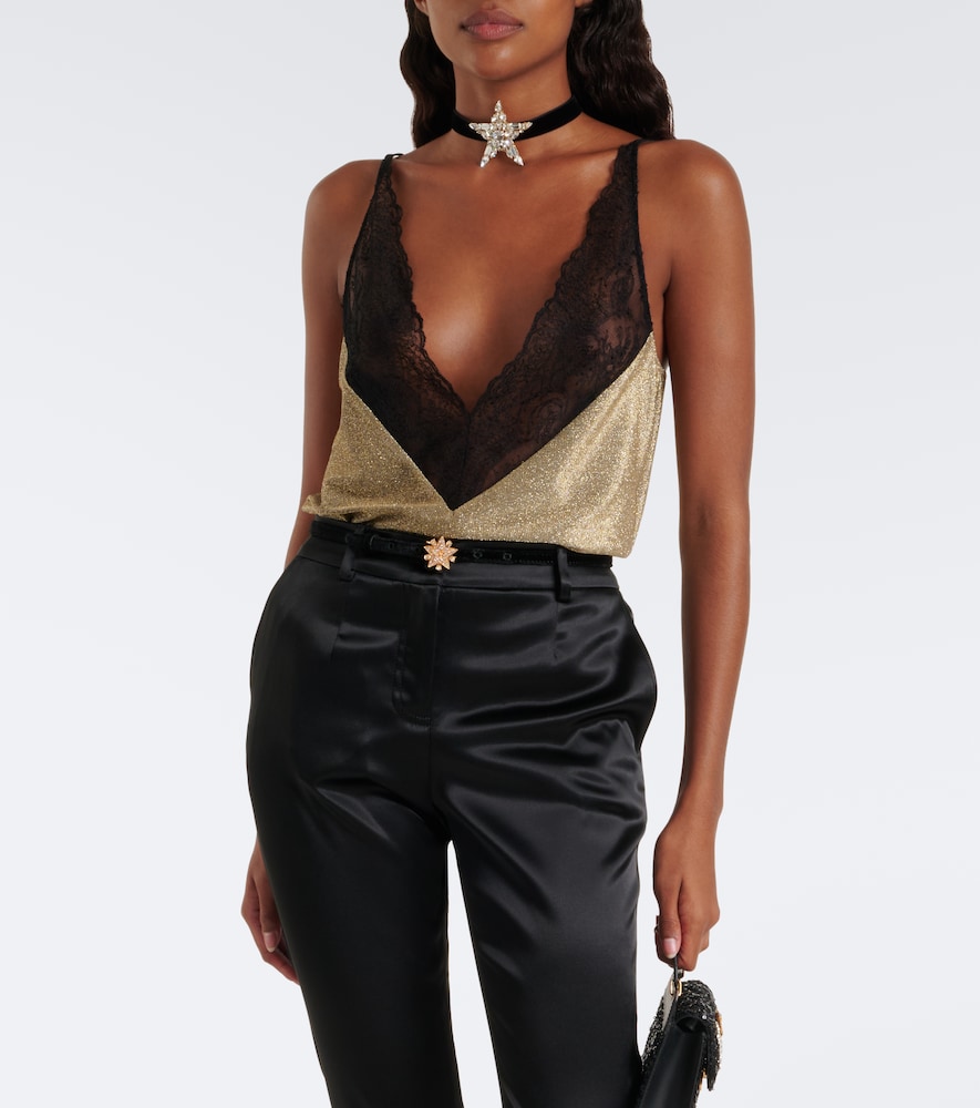 Dolce&Gabbana Lace-Trimmed Lamé Camisole