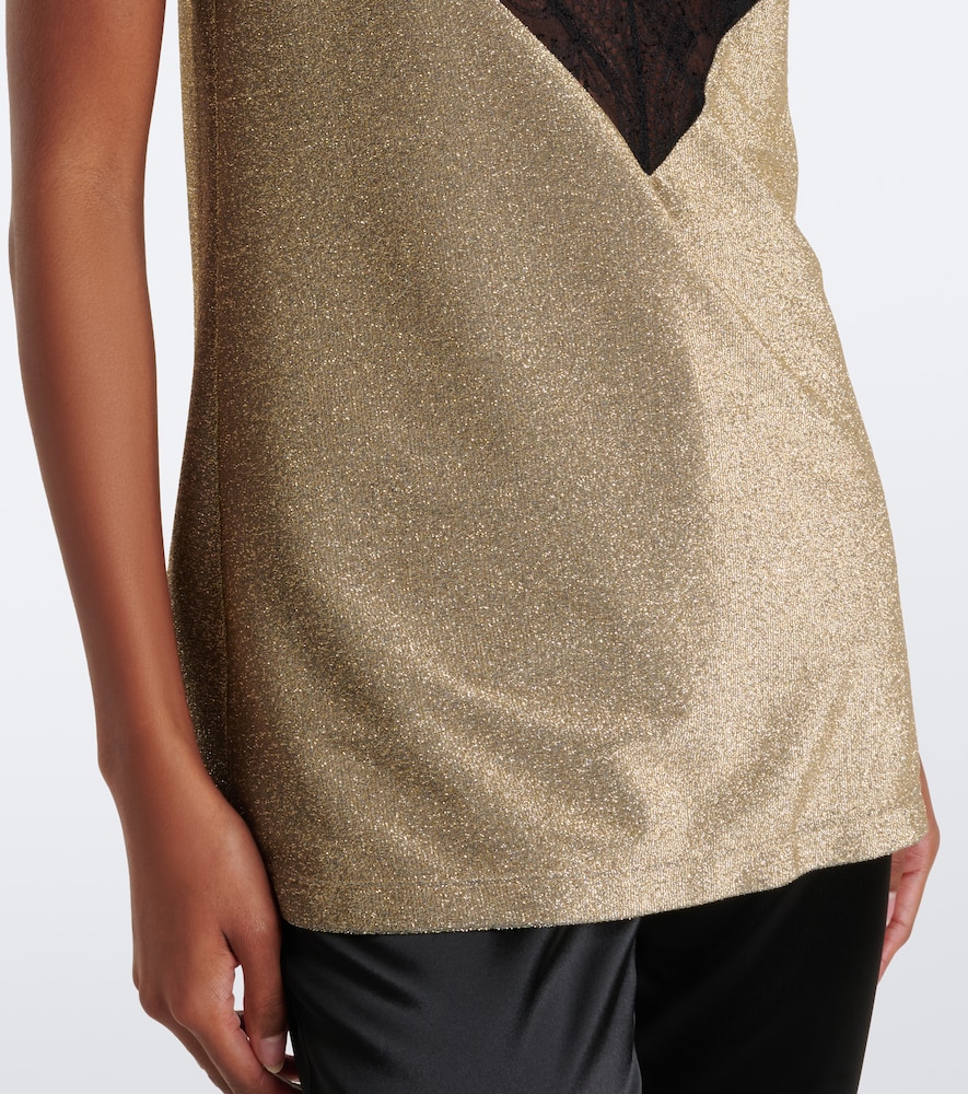 Dolce&Gabbana Lace-Trimmed Lamé Camisole