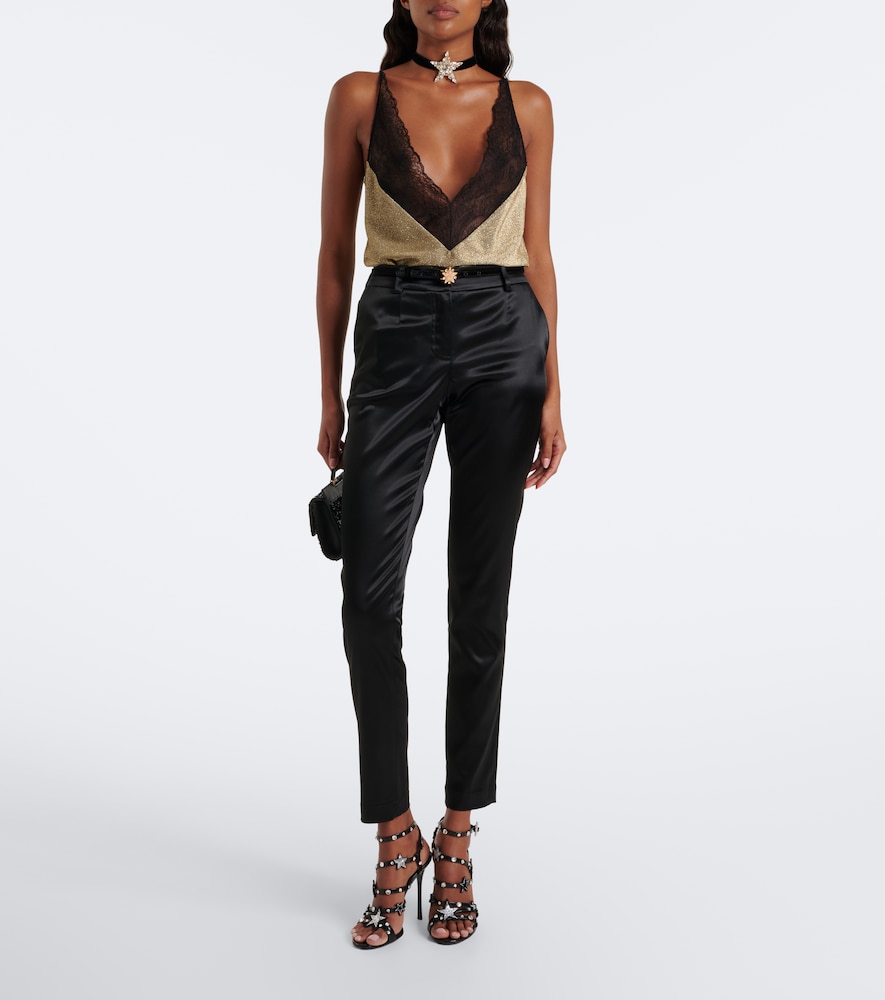 Dolce&Gabbana Lace-Trimmed Lamé Camisole