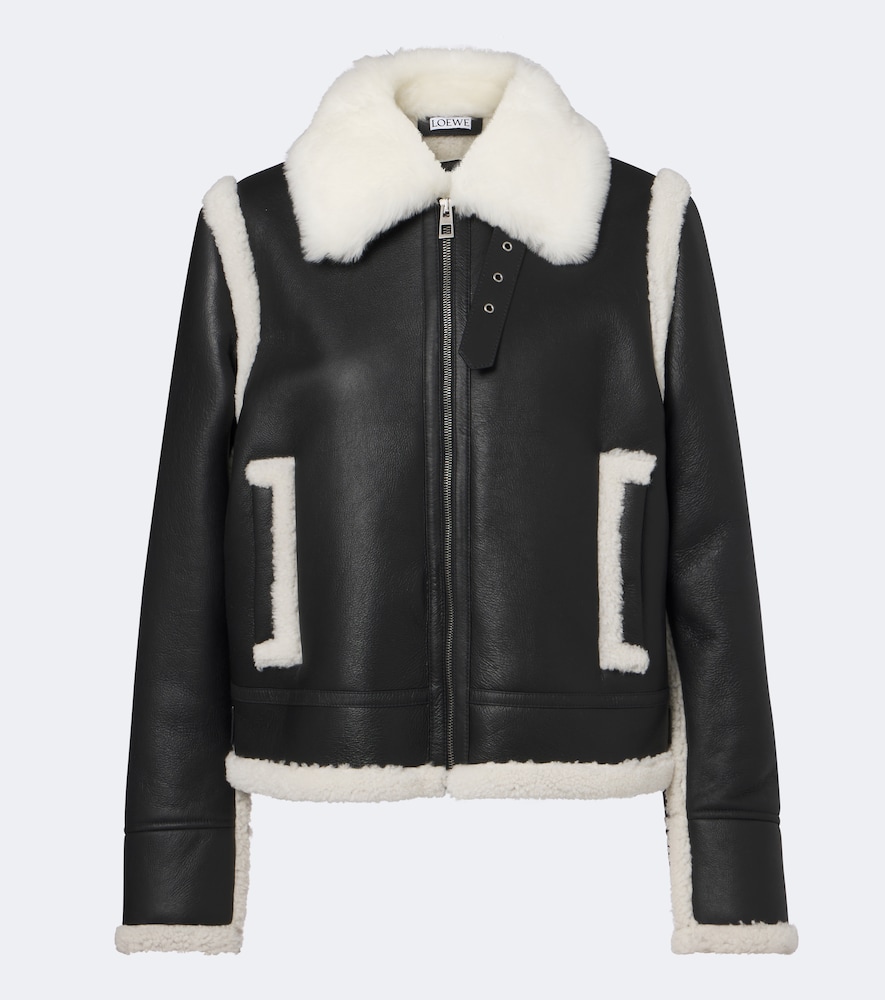 Jacke aus Leder mit Shearling