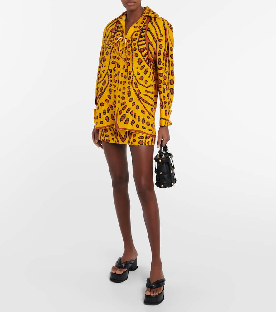 Shop Altuzarra Zola Printed Linen-blend Miniskirt In Butterscotch