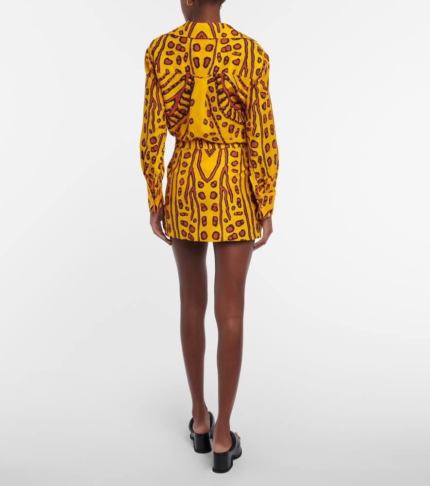 Shop Altuzarra Zola Printed Linen-blend Miniskirt In Butterscotch