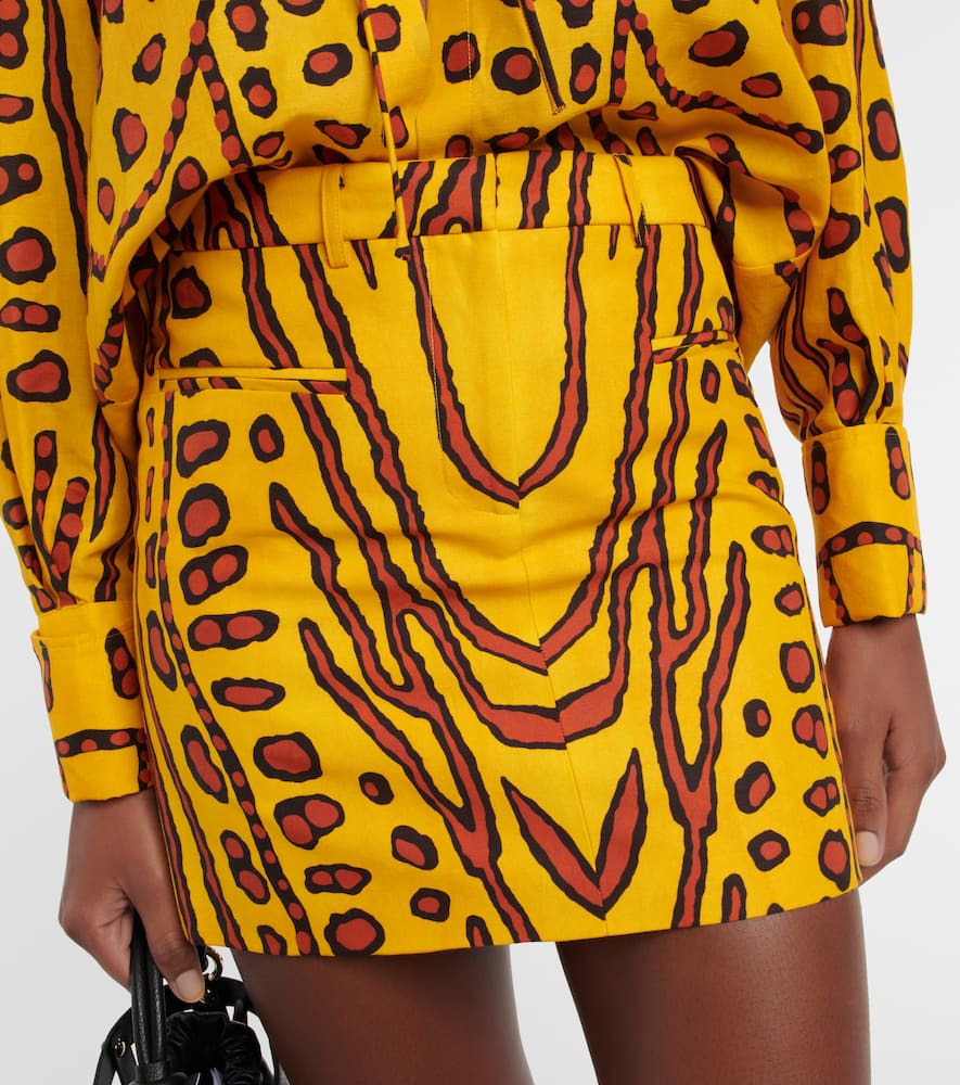 Shop Altuzarra Zola Printed Linen-blend Miniskirt In Butterscotch