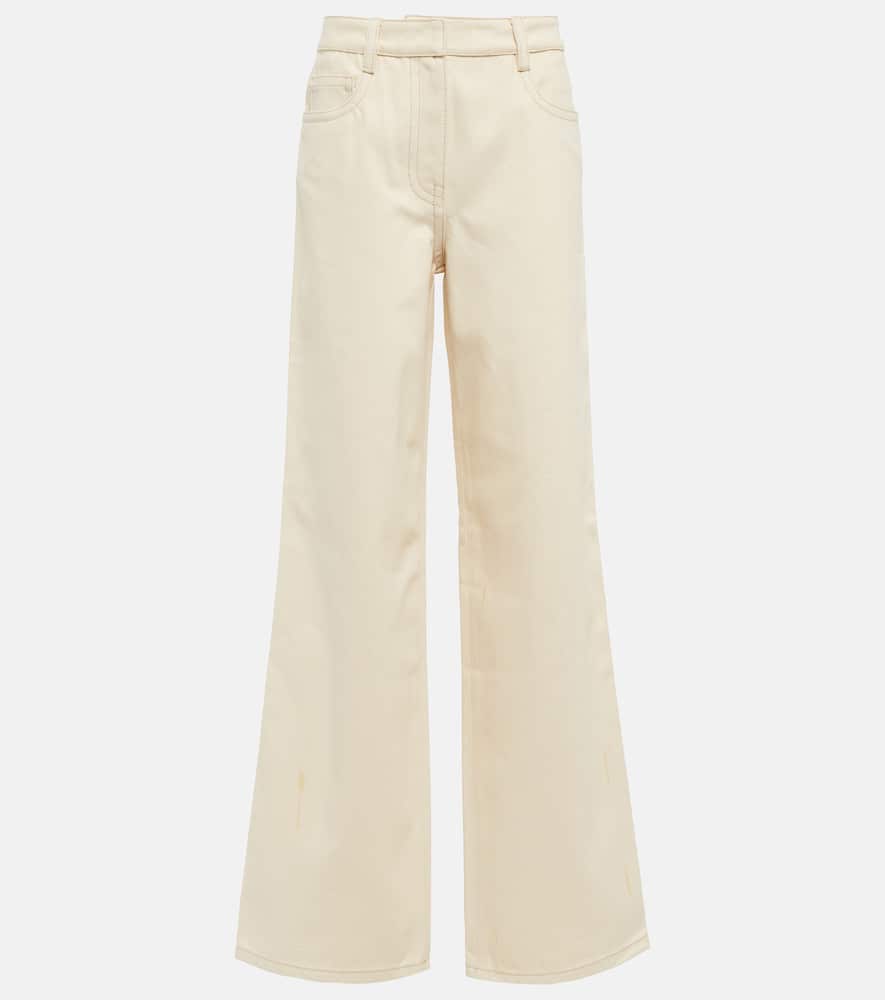 Shop Prada High-rise Wide-leg Jeans In Natural