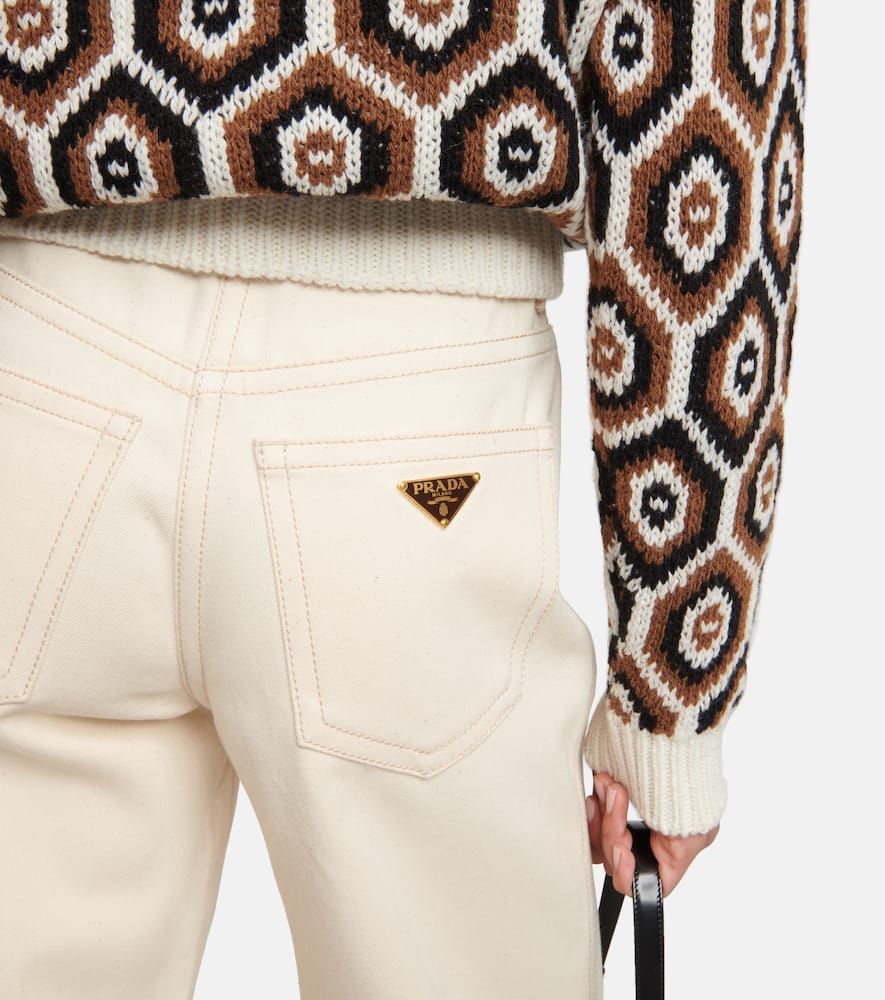 Shop Prada High-rise Wide-leg Jeans In Natural