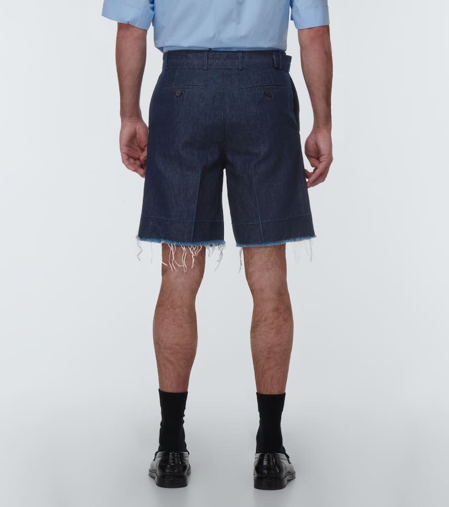 Shop Lanvin Denim Bermuda Shorts In Navy Blue