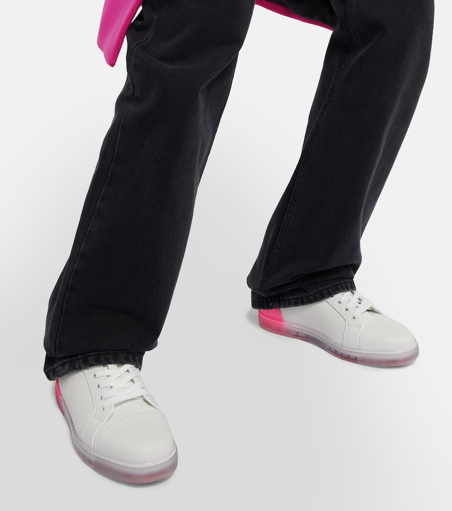 Christian Louboutin Fun Vieira Leather Sneaker In Bianco/fluo Pink