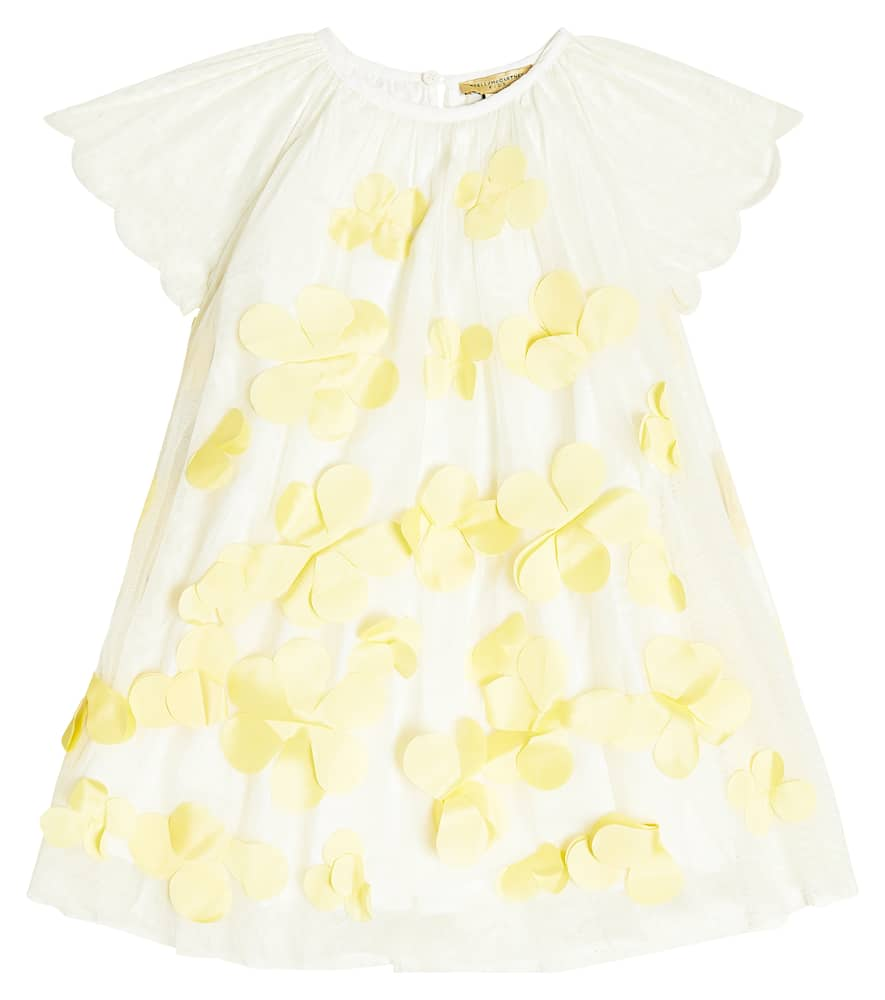 Stella Mccartney Kids' Floral Appliqué Dress In Ivory