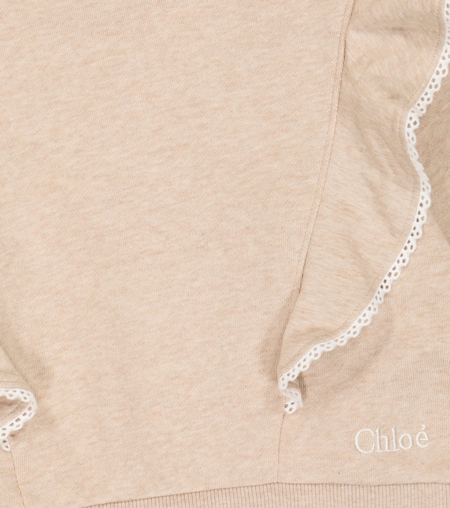 Chloé Ruffle-detail Crew Neck Sweatshirt In Beige