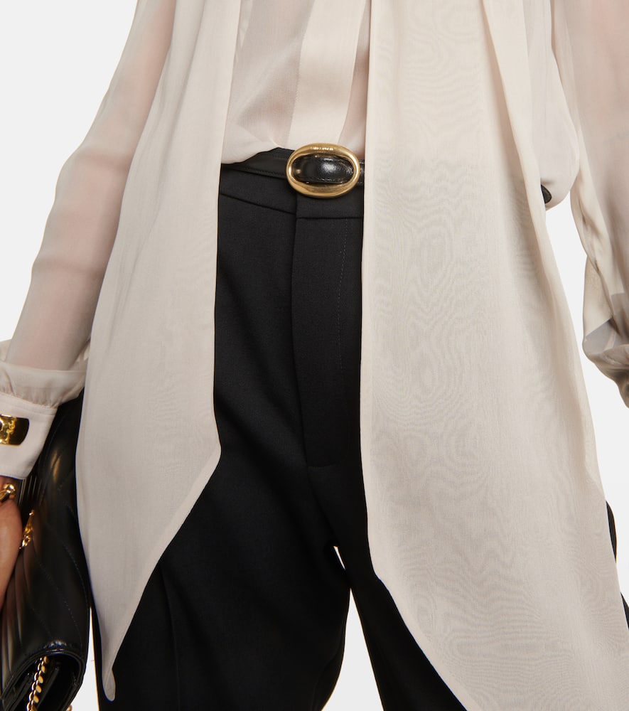 Saint Laurent Slim Leather Belt In Black