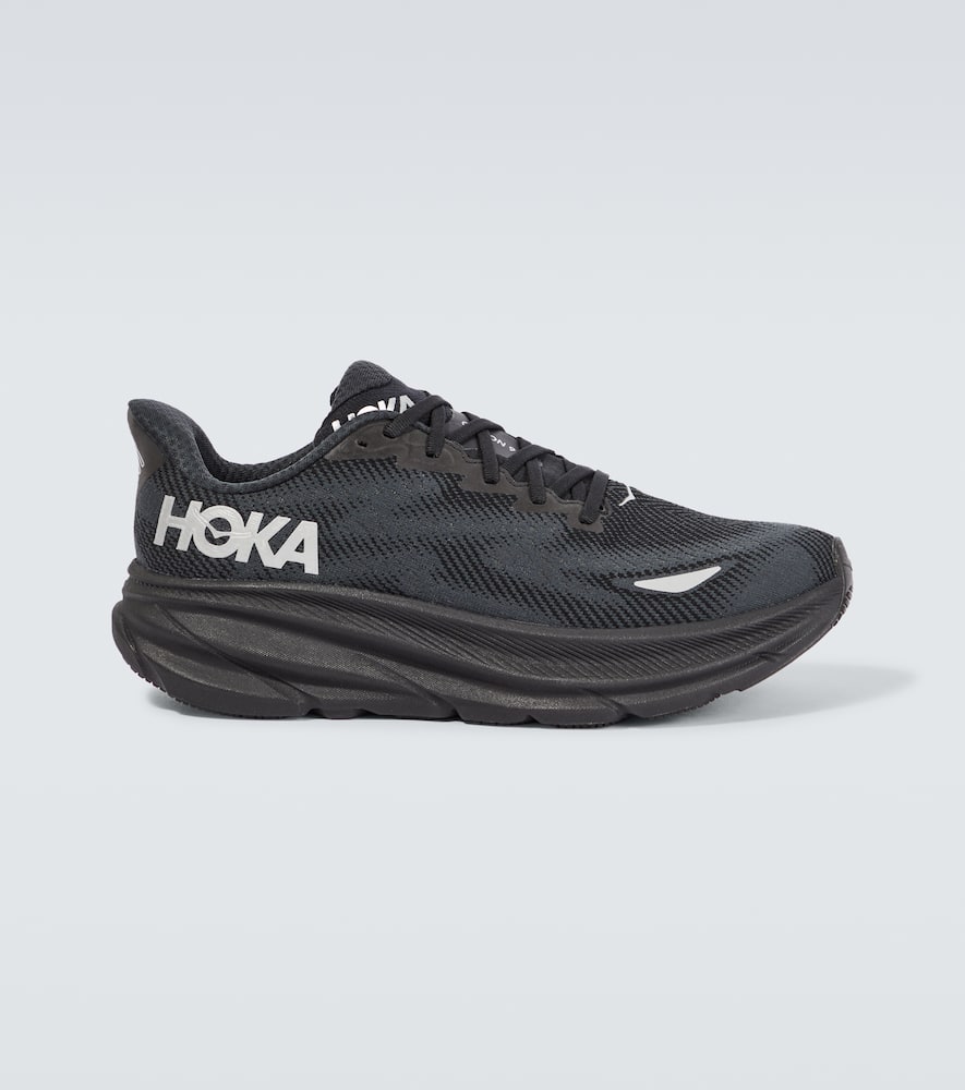 Hoka Clifton 9 Rubber-trimmed Recycled-gore-tex Invisible Fit Sneakers In Black