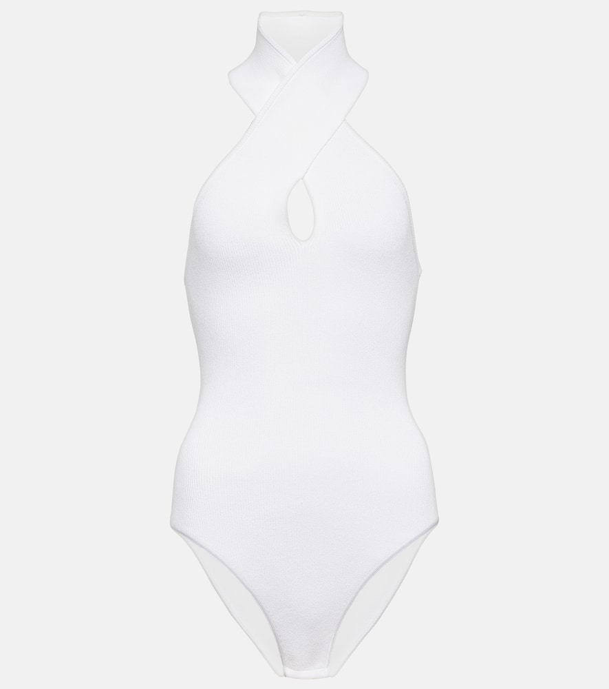 Alaïa Ribbed-knit halterneck bodysuit