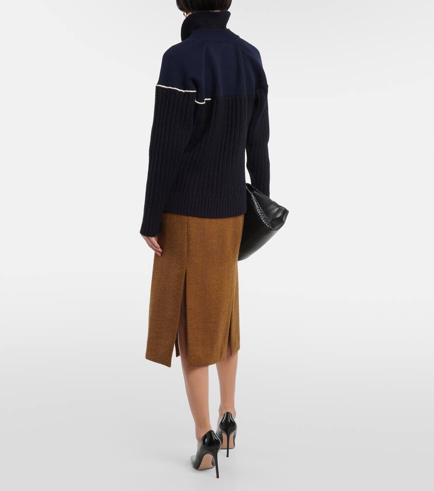 Shop Victoria Beckham Double-collar Wool Sweater In Blue