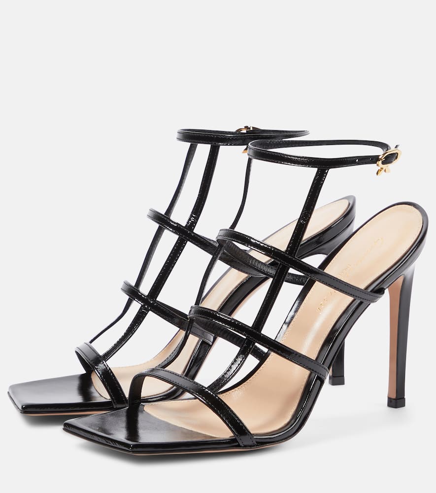 Gianvito Rossi Mondry 95 Caged Leather Sandals In Black